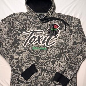 Rue21 "Toxic" Hoodie w/ Grey Rose Camo Pattern - Teddy Bear w/ Rose -